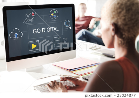 Digital Technology Icons Graphic Concept 25024877