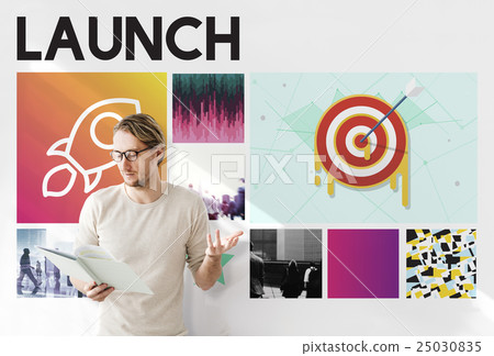 Launch Target Goals Rocketship Graphic Concept 25030835