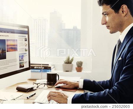 Businessman Working Using Computer Information Concept 25032003