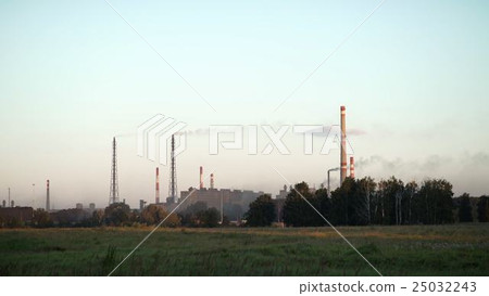 Smoke goes from the chimney. Industrial pipe. From Smoke goes from the chimney. Industrial pipe. From 25032243