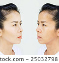 Face of beautiful asian woman before and after retouch 25032798