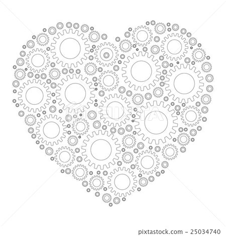Heart shape mosaic of cog wheels 25034740