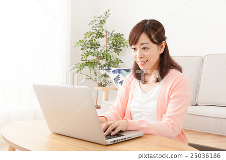 Housewife using a personal computer Housewife using a personal computer 25036186