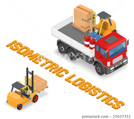 Process of loading the trucks with a forklift Process of loading the trucks with a forklift 25037351