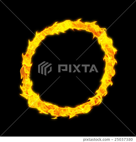 Fire letter O on a black background Fire letter O on a black background 25037380