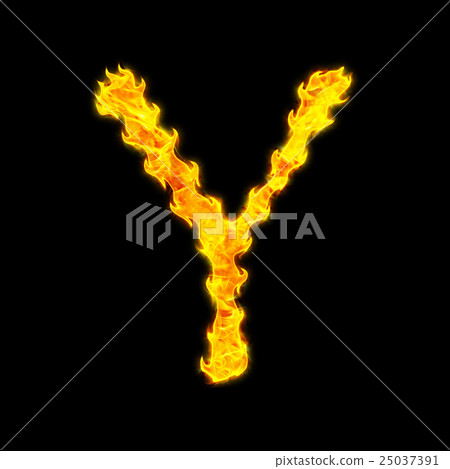 Fire letter Y on a black background 25037391