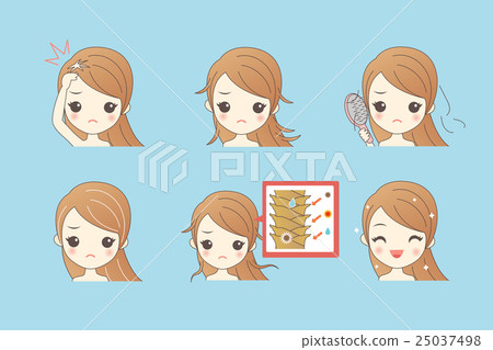 cartoon girl hair problem 25037498