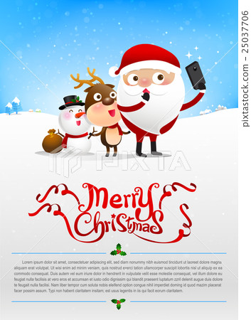 Merry christmas text and santa claus cartoon Merry christmas text and santa claus cartoon 25037706