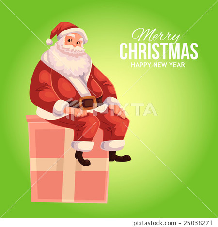 Greeting card with cartoon Santa Claus sitting on 25038271