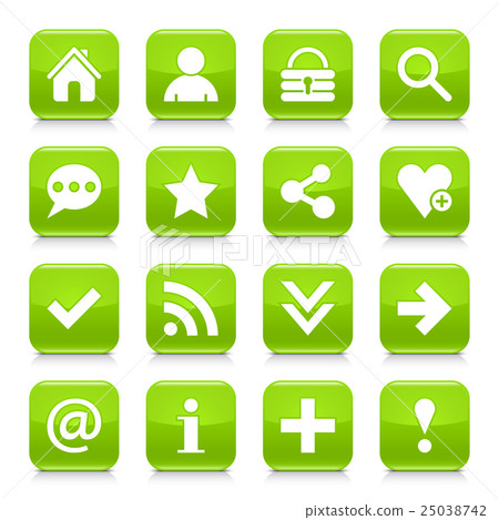 Green basic sign rounded square icon web button - Stock Illustration ...