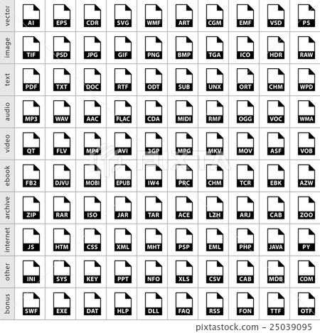 Set file types icons in flat style Set file types icons in flat style 25039095