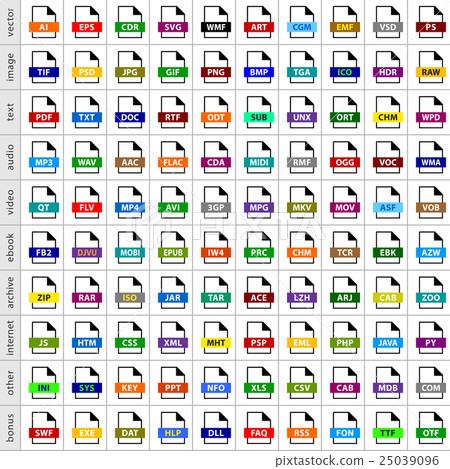 Set file types icons in flat style Set file types icons in flat style 25039096