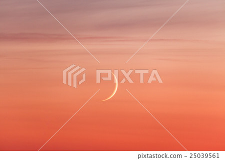 Moon crescent and pastel colors sunset sky 25039561