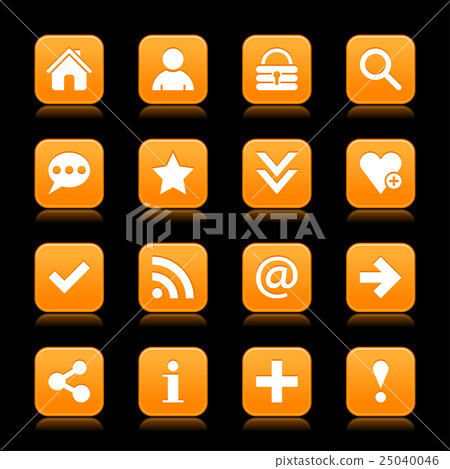 Orange satin icon web button with white basic sign Orange satin icon web button with white basic sign 25040046
