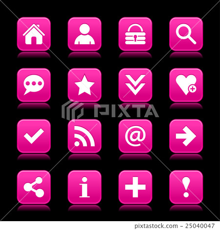 Pink satin icon web button with white basic sign Pink satin icon web button with white basic sign 25040047