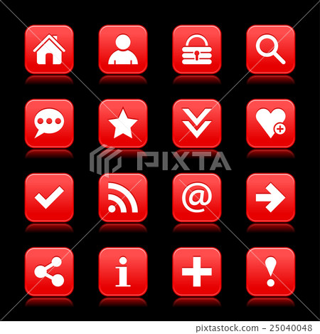 Red satin icon web button with white basic sign Red satin icon web button with white basic sign 25040048