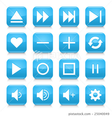 Blue media sign rounded square icon web button Blue media sign rounded square icon web button 25040049