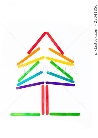 Christmas tree made of colour Ice cream stick 25041856