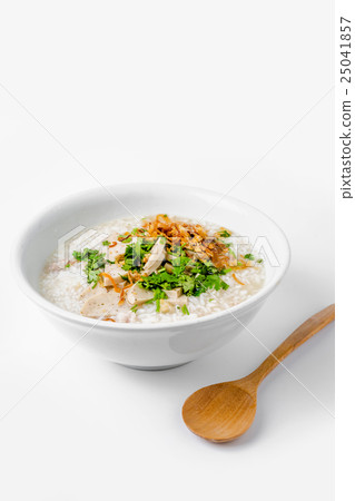 'Khao Tom Moo' Thai Breakfast, Rice congee mixed 25041857