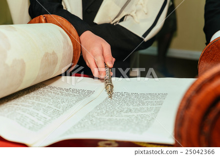 Hand of boy reading the Jewish Torah  Bar Mitzvah Hand of boy reading the Jewish Torah  Bar Mitzvah 25042366