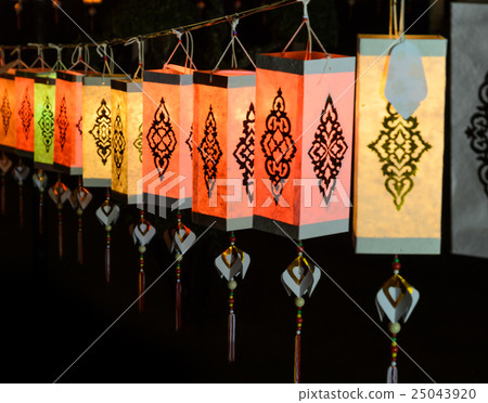Lanna paper lantern illuminated at night 25043920