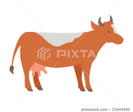 Cow Flat Design Vector Illustration on White. 25044940