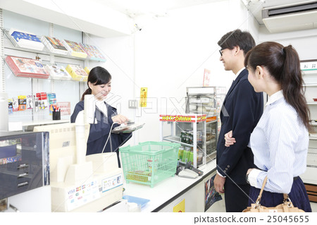 Convenience store Check-in women female staff customer service shopping Convenience store Check-in women female staff customer service shopping 25045655