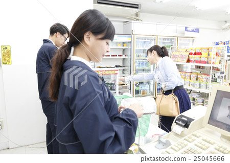 Convenience Store Checkout Female customer service shopping Convenience Store Checkout Female customer service shopping 25045666