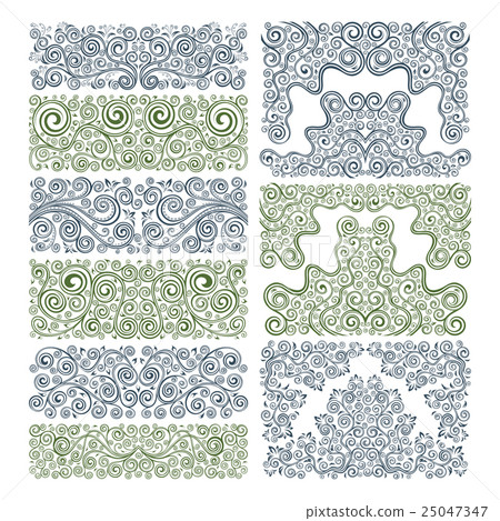 Set of nine vector floral elements 25047347