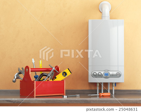 Gas boiler servicing or repearing concept. Gas boiler servicing or repearing concept. 25048631
