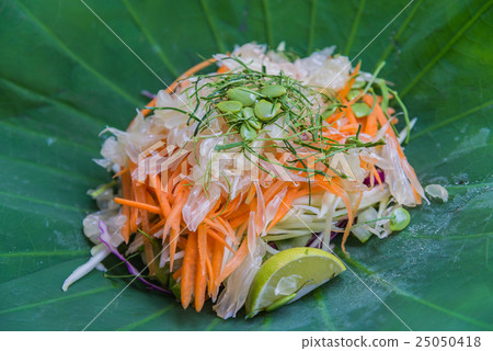 Thai Rice Salad with Vegetables on Lotus leaf 25050418
