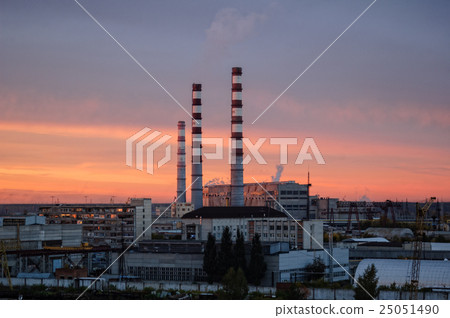 City Energy and Warm Power Factory in twilight City Energy and Warm Power Factory in twilight 25051490