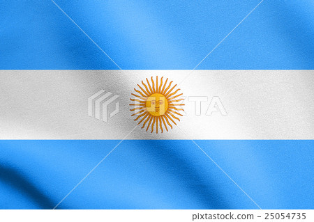 Flag of Argentina waving with fabric texture Flag of Argentina waving with fabric texture 25054735