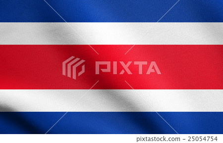 Flag of Costa Rica waving with fabric texture 25054754
