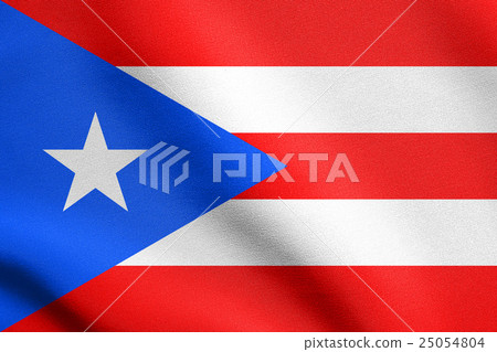 Flag of Puerto Rico waving with fabric texture 25054804