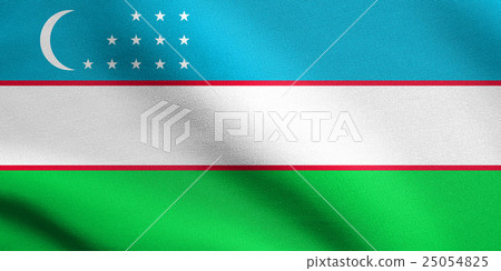 Flag of Uzbekistan waving with fabric texture 25054825