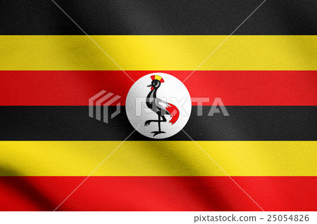 Flag of Uganda waving with fabric texture 25054826