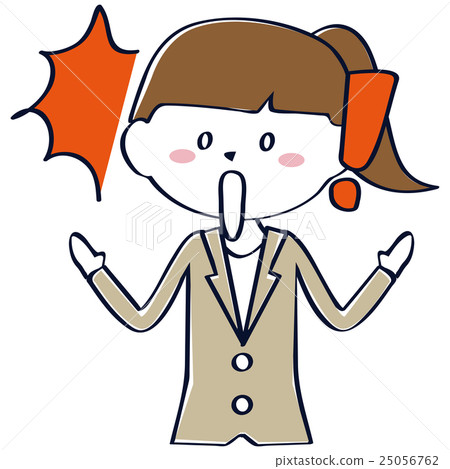 可愛的馬尾辮西裝女商人上半身驚訝 25056762