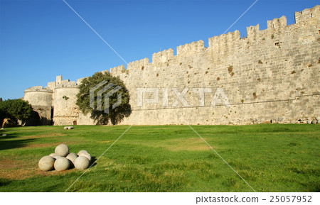 Medieval city walls in Rhodes town, Greece 25057952