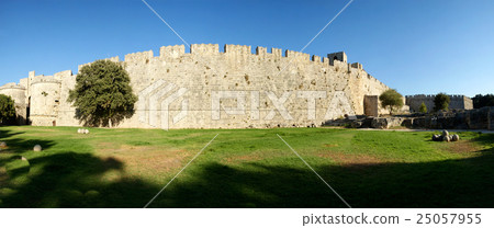 Medieval city walls in Rhodes (panorama), Greece Medieval city walls in Rhodes (panorama), Greece 25057955