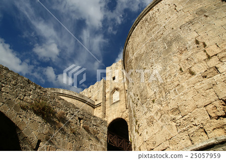 Medieval city walls in Rhodes town, Greece Medieval city walls in Rhodes town, Greece 25057959