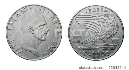 fifty 50 cents Lira acmonital Coin 1939 XVIII 25058244