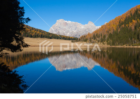 Autumn landscape from mountain lake 25058751