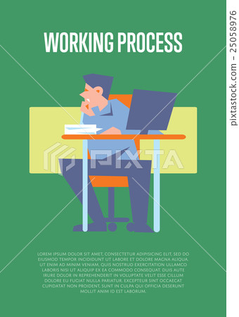 Working Process Banner With Bewildered Employee Stock