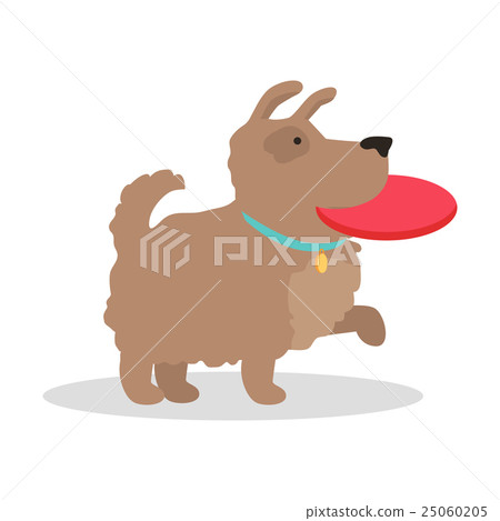 Dog with frisbee Illustration in Flat Design. Dog with frisbee Illustration in Flat Design. 25060205