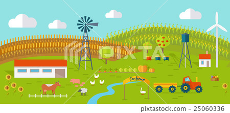 Eco Farm Conceptual Vector in Flat Style Design. - Stock Illustration ...