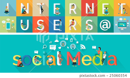 Social Media Vector Concept in Flat Style Design. - Stock Illustration ...
