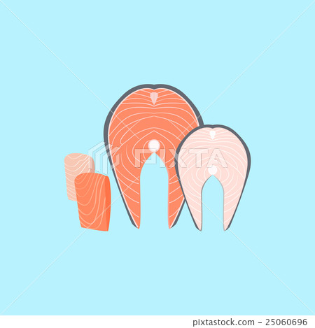 Salmon Steak Vector Flat Design Illustration - Stock Illustration ...
