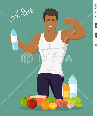 Sportive Man After Diet. Healthy Balanced Sportive Man After Diet. Healthy Balanced 25060736