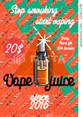 Color vintage vape, e-cigarette poster - Stock Illustration [25061146]